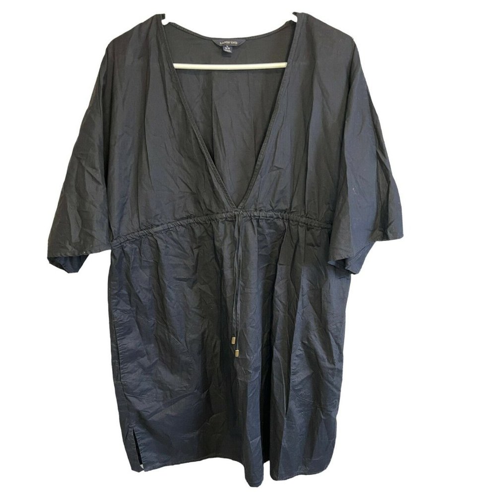 Lands End Womens Swim Beach Cover Black Size 14-16